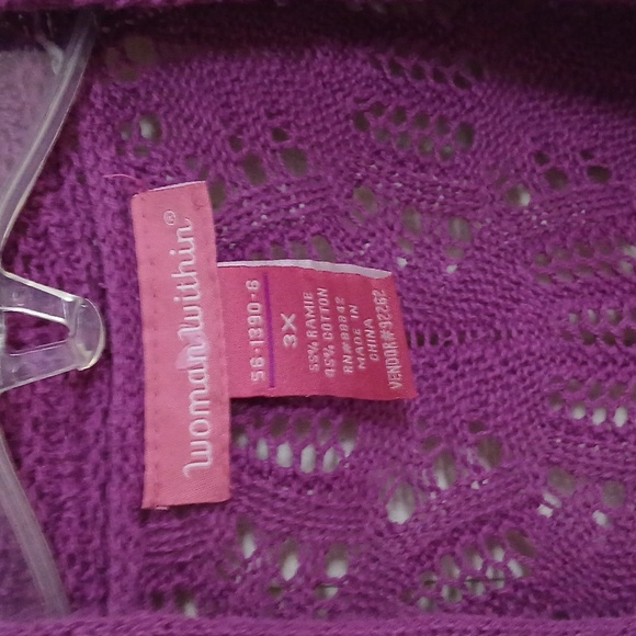Woman Within Purple Open-Front Cardigan - Picture 4 of 5